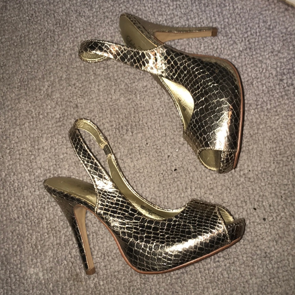 gold heels only worn once